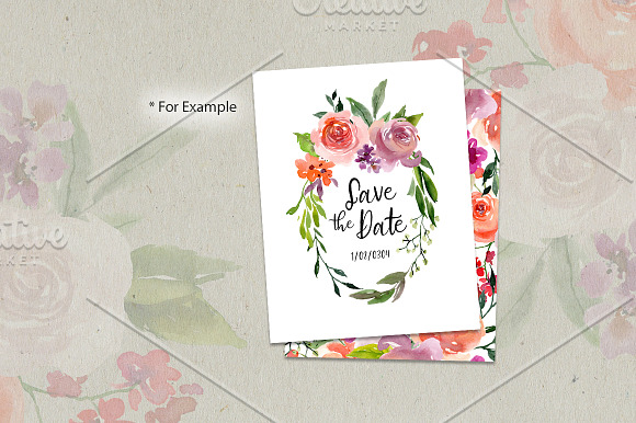 Bright Watercolor Flowers & Wreaths in Illustrations - product preview 3