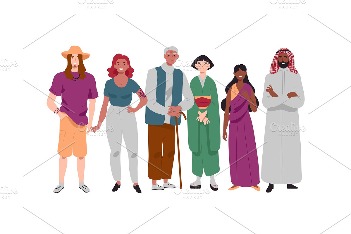 Group of diverse multi-ethnic people in Illustrations - product preview 8