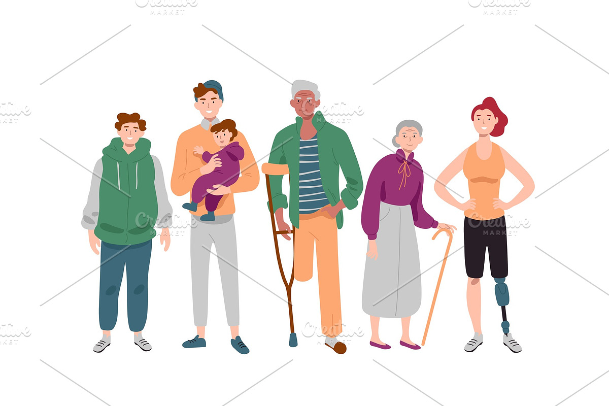 Group of diverse people mixed age in Illustrations - product preview 8