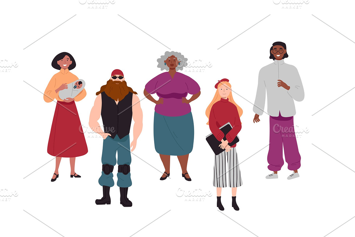 Diverse group of young people in Illustrations - product preview 8