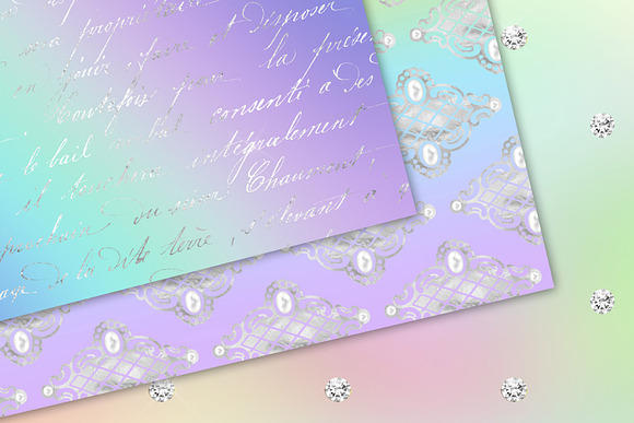 Silver Unicorn Pastel Digital Paper in Textures - product preview 3