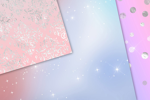 Silver Unicorn Pastel Digital Paper in Textures - product preview 4