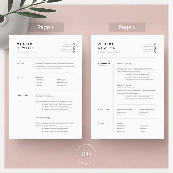 1, 2 and 3 Page Word Resume Template in Letter Templates - product preview 1