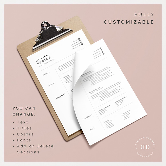 1, 2 and 3 Page Word Resume Template in Letter Templates - product preview 3