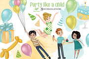 Party like a child: illustration set