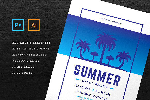 Summer Party Flyer Template Summer in Flyer Templates - product preview 3