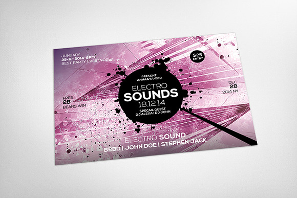 Electro Sounds Party Flyer Template in Flyer Templates - product preview 2