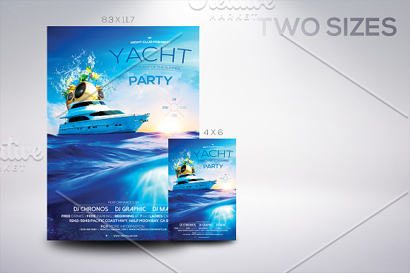 3 Yacht Party Flyers Bundle in Flyer Templates - product preview 1