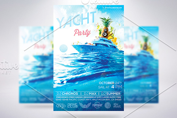3 Yacht Party Flyers Bundle in Flyer Templates - product preview 3