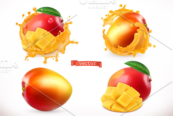 Mango juice. Fresh fruit, vector in Illustrations - product preview 1