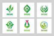 Green Leaves Nature Logo Set