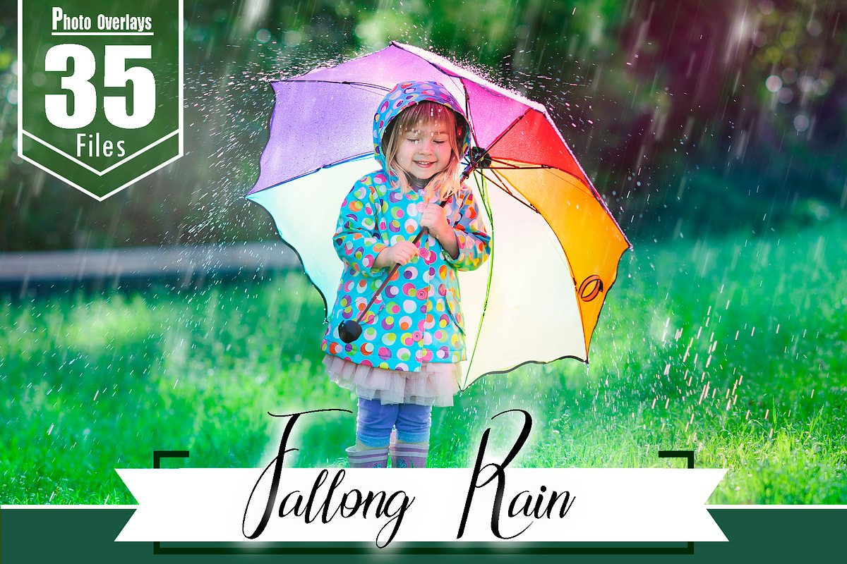 35 falling rain Photoshop overlays in Add-Ons - product preview 8