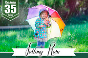 35 falling rain Photoshop overlays