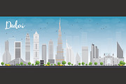 Dubai city skyline with skyscrapers