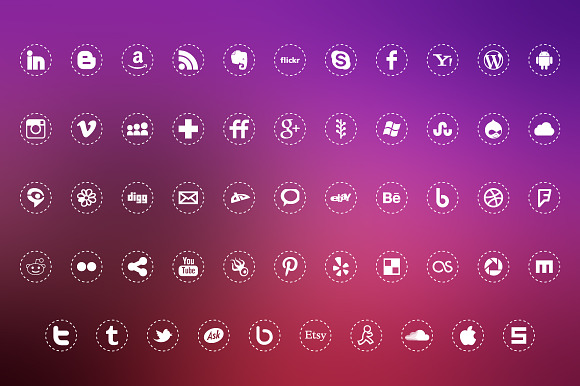 Social media icons, round, outline in Vector Social Icons - product preview 1