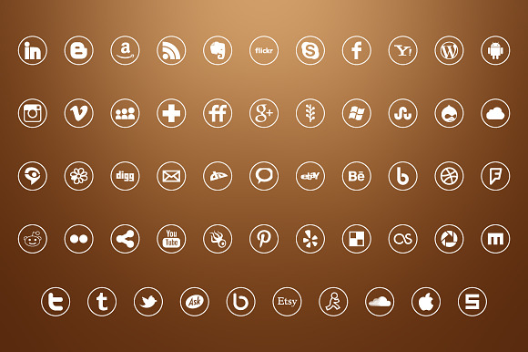 Social media icons, round, outline in Vector Social Icons - product preview 2