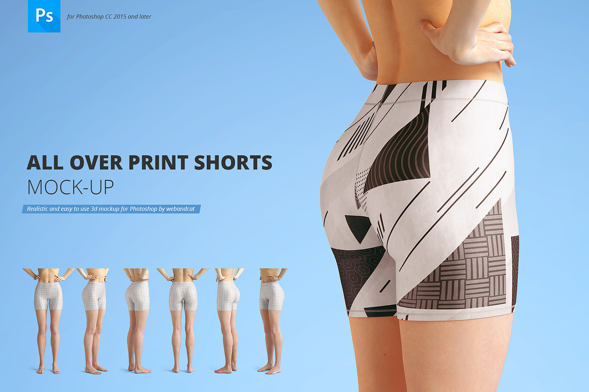 All Over Print Shorts Mockup Set in Print Mockups - product preview 8