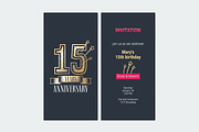 15th anniversary invitation vector