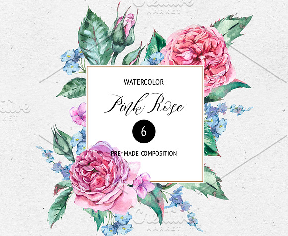 Watercolor Hydrngea and Roses in Illustrations - product preview 2