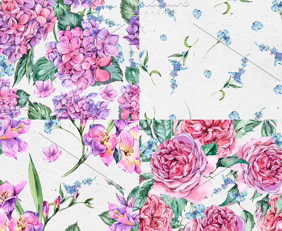 Watercolor Hydrngea and Roses in Illustrations - product preview 10