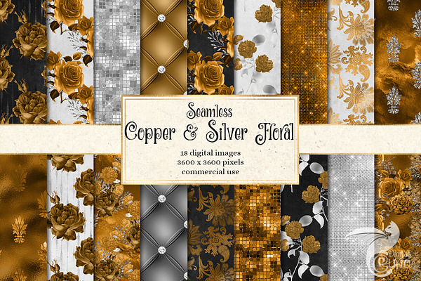 Copper and Silver Floral Patterns