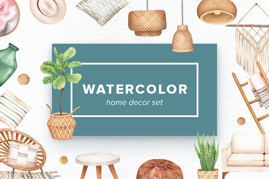 Watercolor Home Decor Set