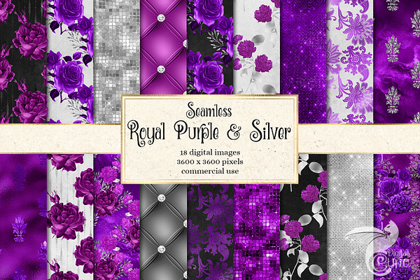 Royal Purple & Silver Floral