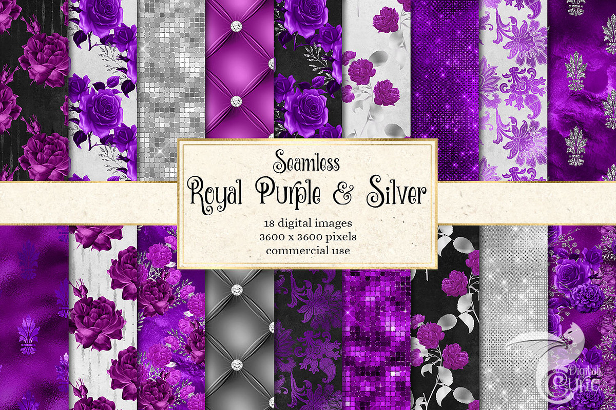 Royal Purple & Silver Floral in Patterns - product preview 8