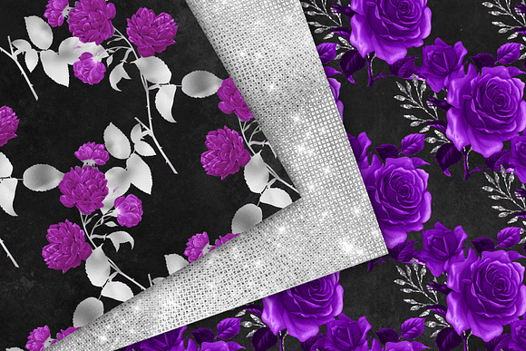 Royal Purple & Silver Floral in Patterns - product preview 1