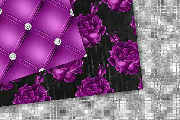 Royal Purple & Silver Floral in Patterns - product preview 2