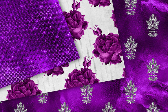 Royal Purple & Silver Floral in Patterns - product preview 3