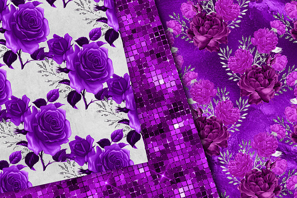 Royal Purple & Silver Floral in Patterns - product preview 4