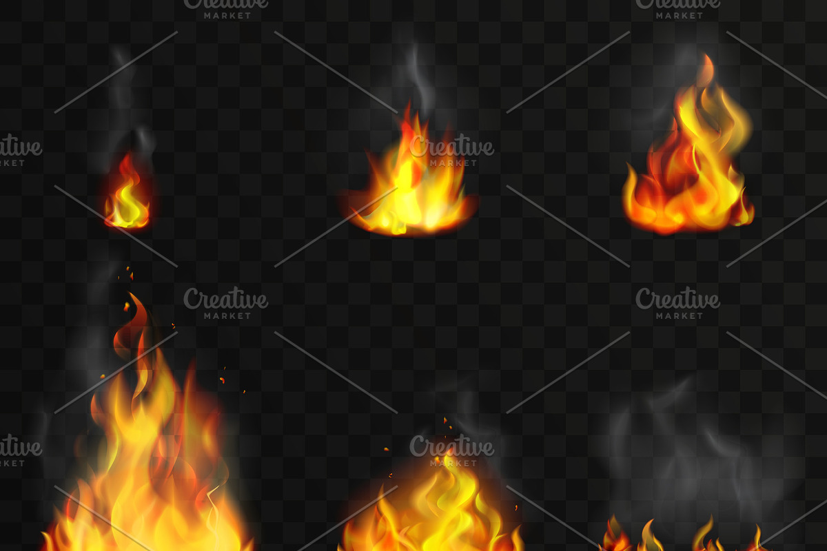 Realistic fire flames set in Illustrations - product preview 8