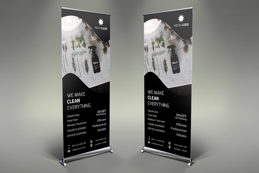 Cleaning Services Roll Up Banner in Presentation Templates - product preview 8