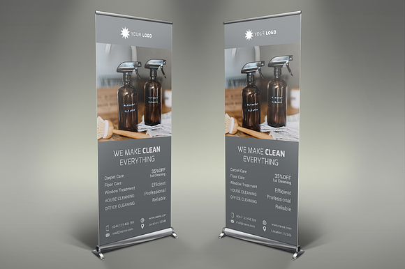Cleaning Services - Roll Up Banners in Presentation Templates - product preview 1