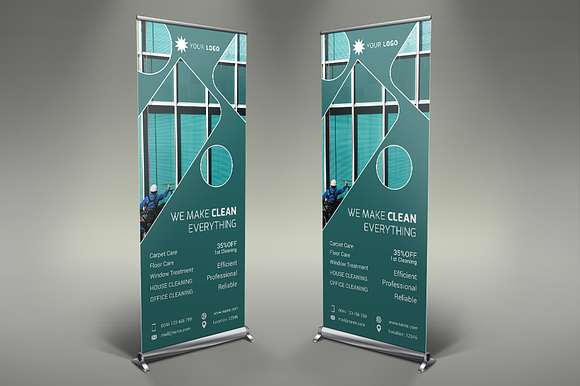 Cleaning Services - Roll Up Banners in Presentation Templates - product preview 2