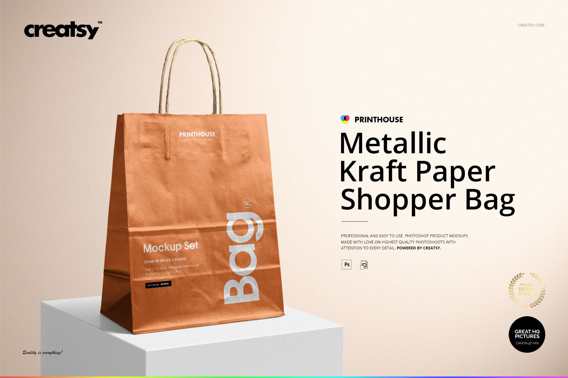 Download Metallic Kraft Paper Bag Mockup Set | Creative Product Mockups ~ Creative Market