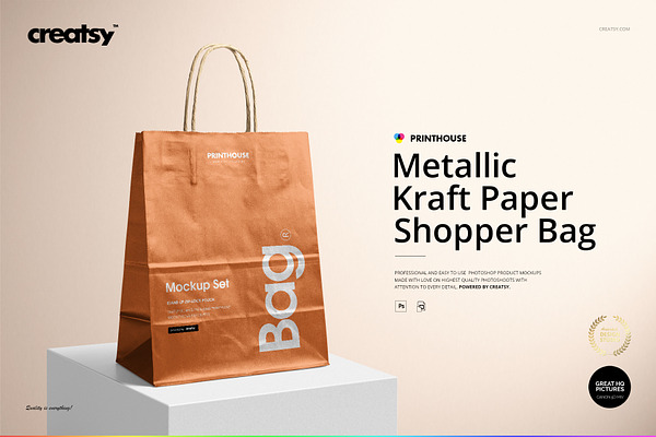 Download Natural Kraft Shopping Bag 1 Mockup | Creative Mockup Templates ~ Creative Market