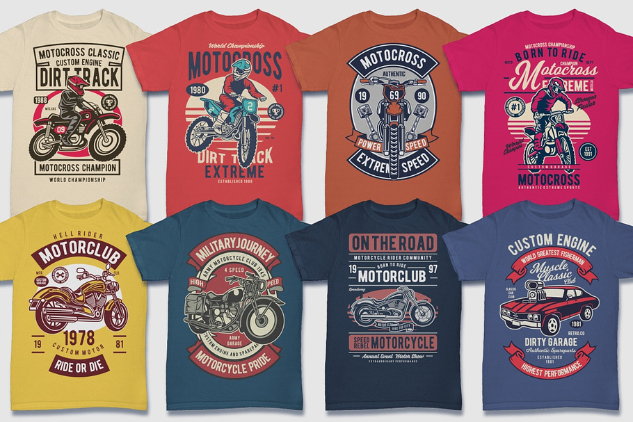 100 Retro Tshirt Designs Bundle #2 | Custom-Designed Illustrations ...