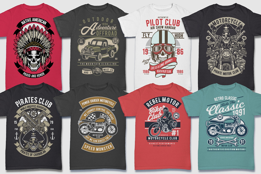 100 Retro Tshirt Designs Bundle #2 | Custom-Designed Illustrations ...