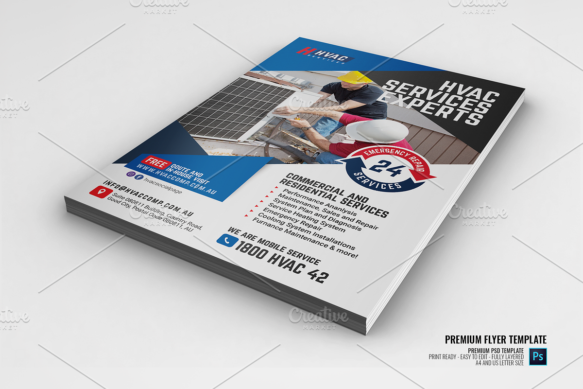 Commercial HVAC Company Flyer in Flyer Templates - product preview 8