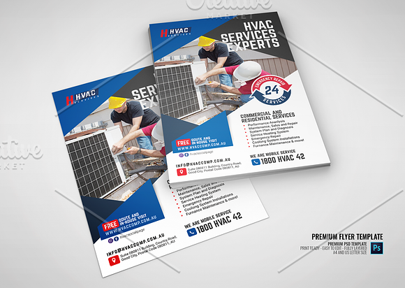 Commercial HVAC Company Flyer in Flyer Templates - product preview 1