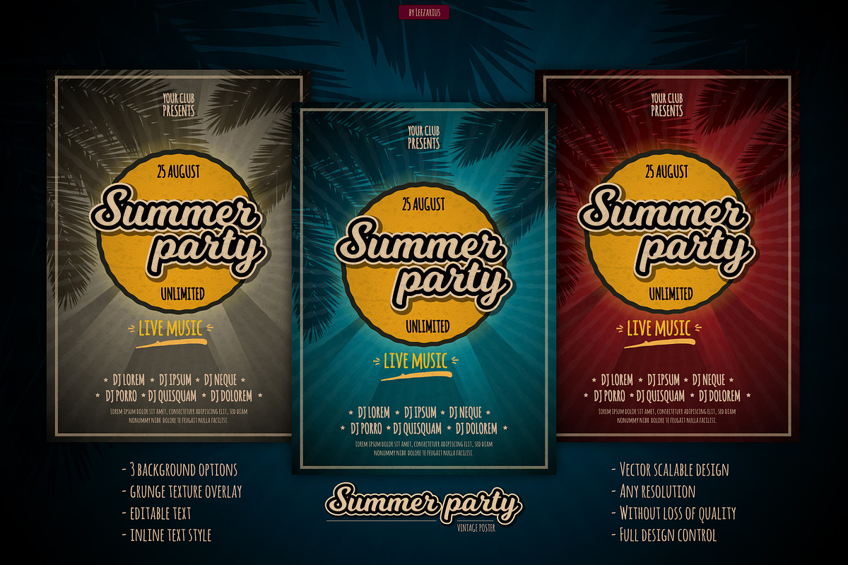 Summer party poster template in Flyer Templates - product preview 8