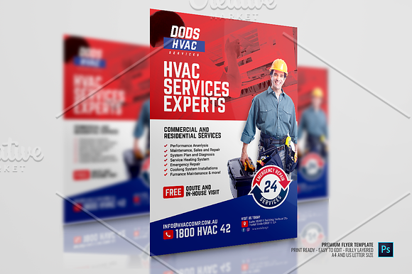 HVAC Experts Flyer in Flyer Templates - product preview 2