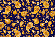 Golden paisley pattern on dark blue