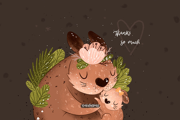 Mother and baby Woodland animals in Illustrations - product preview 9