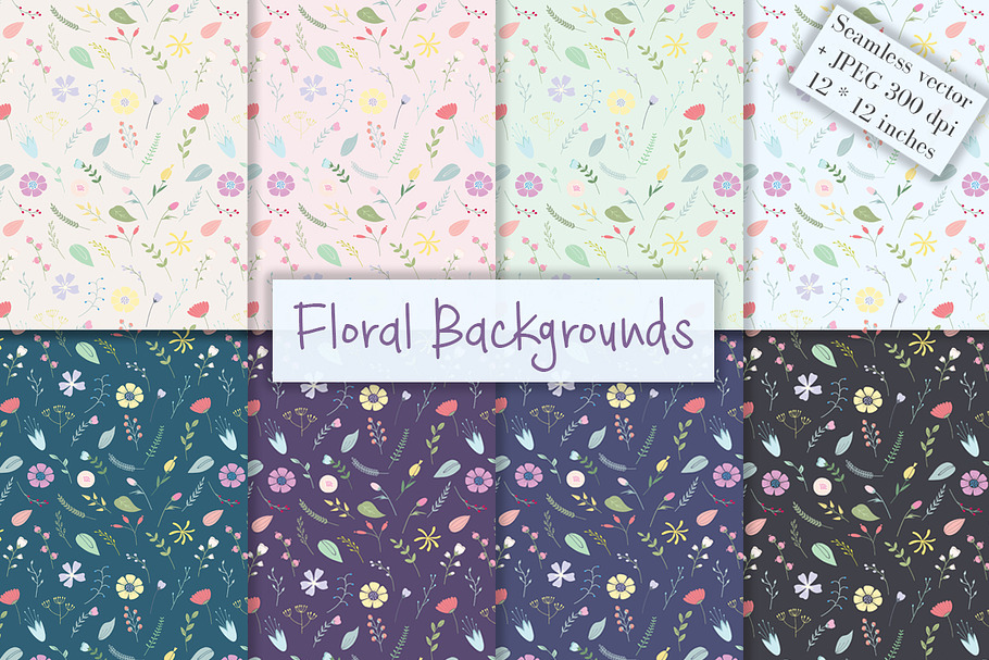 Floral Seamless Backgrounds in Graphics - product preview 8