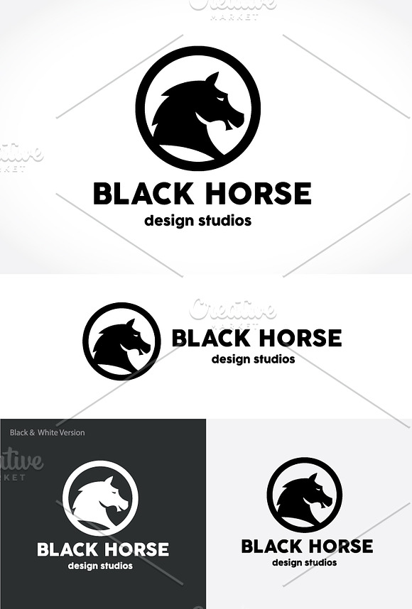 Black Horse in Logo Templates - product preview 2
