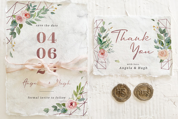 Rose Gold Geometric Wedding Suite in Wedding Templates - product preview 4