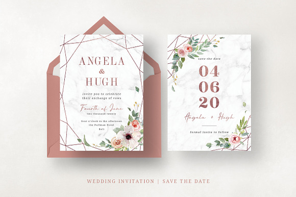 Rose Gold Geometric Wedding Suite in Wedding Templates - product preview 5